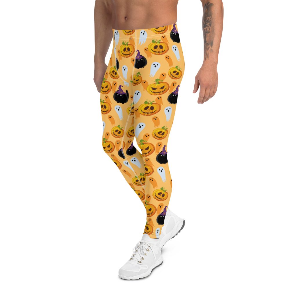 Halloween Cats Pumpkins Ghosts Men's Leggings - Image 4