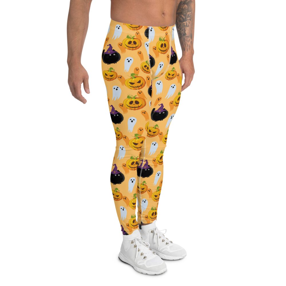 Halloween Cats Pumpkins Ghosts Men's Leggings - Image 3