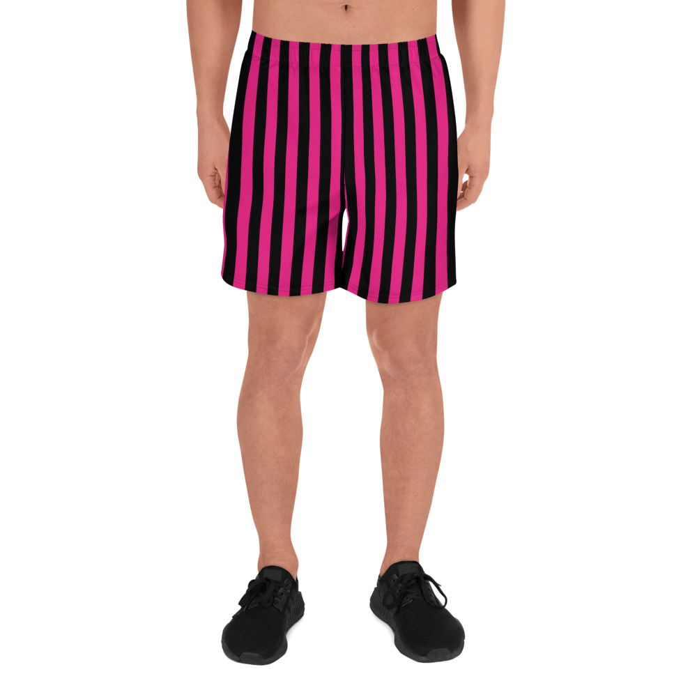 Pink Magenta and Black Stripes Pirate Witch Goth Costume Striped Men's  Athletic Shorts – Cosplay Activewear Costumes – Spirit West Designs