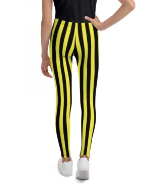 Yellow and Black Stripes Pirate Witch Goth Costume Striped Youth Leggings