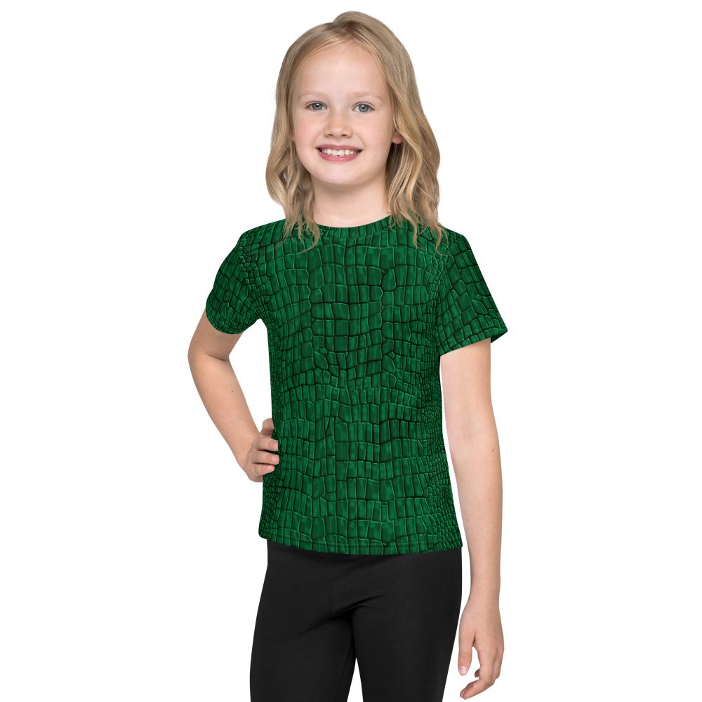 Crocodile Alligator Reptile Dragon Skin Print Kids crew neck t-shirt - Image 2