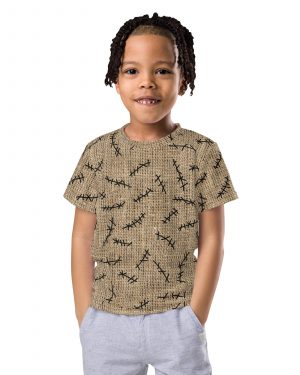 Oogie Boogie Halloween Christmas Costume Burlap Print Kids crew neck t-shirt