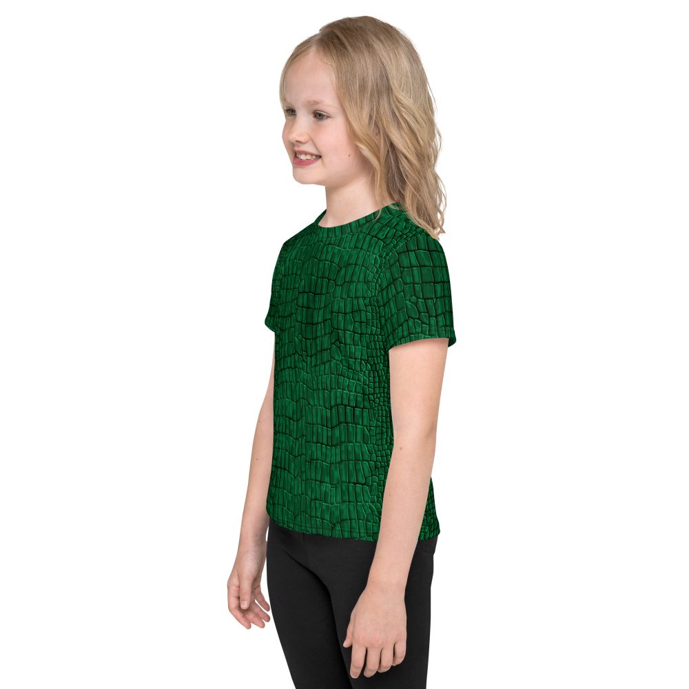 Crocodile Alligator Reptile Dragon Skin Print Kids crew neck t-shirt - Image 4