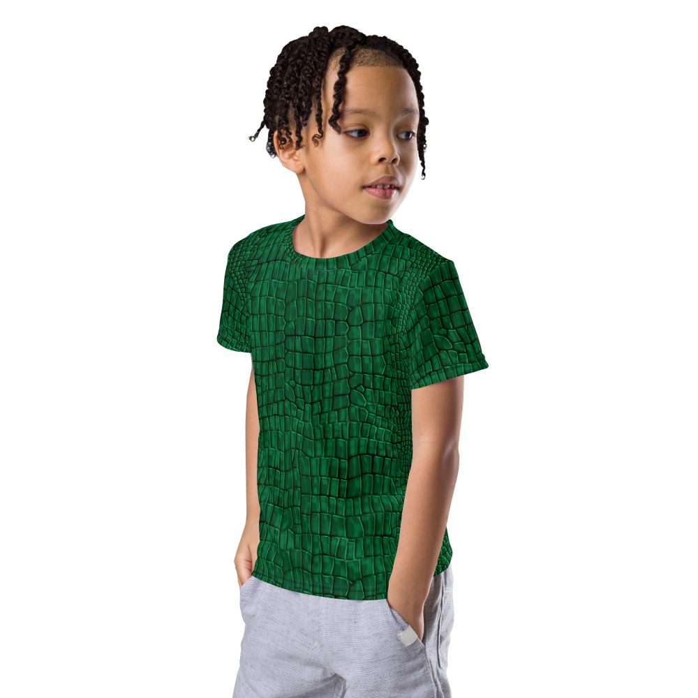 Crocodile Alligator Reptile Dragon Skin Print Kids crew neck t-shirt - Image 7