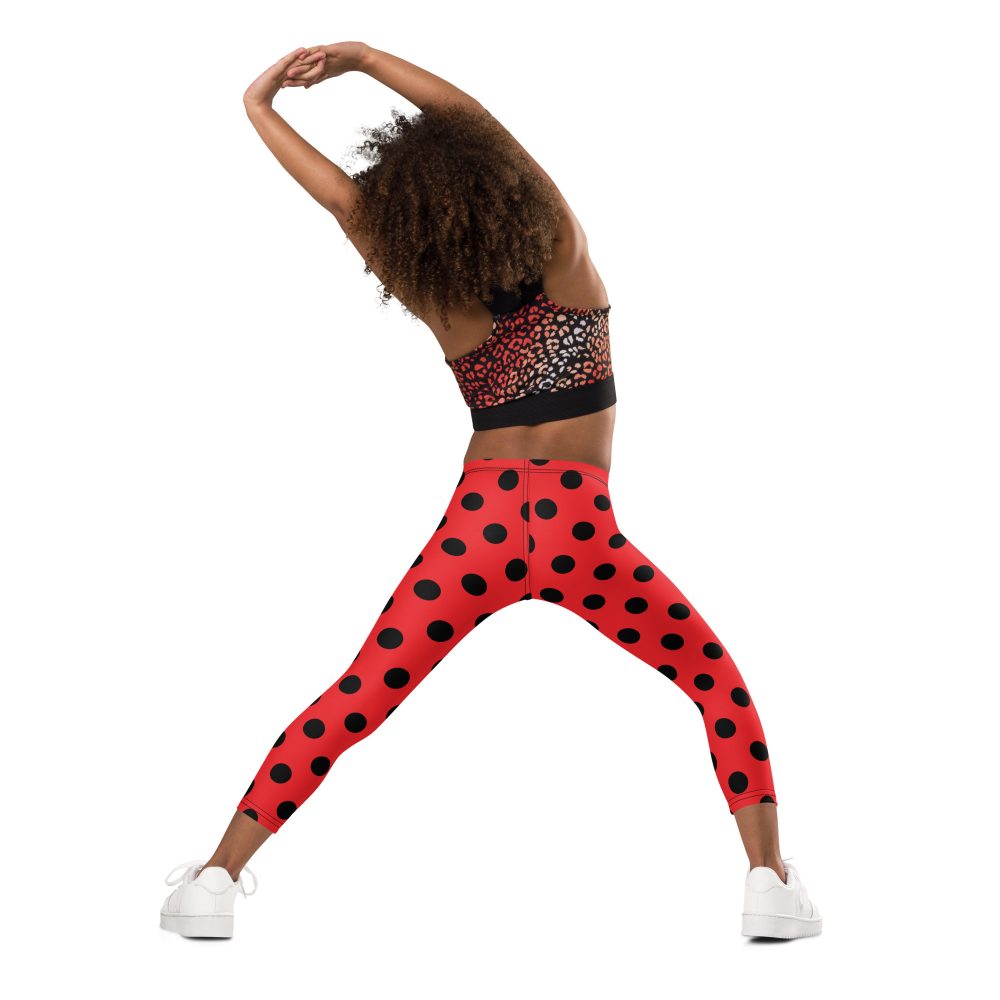 Ladybug Costume Red and Black Polka dot Kid's Leggings - Image 2