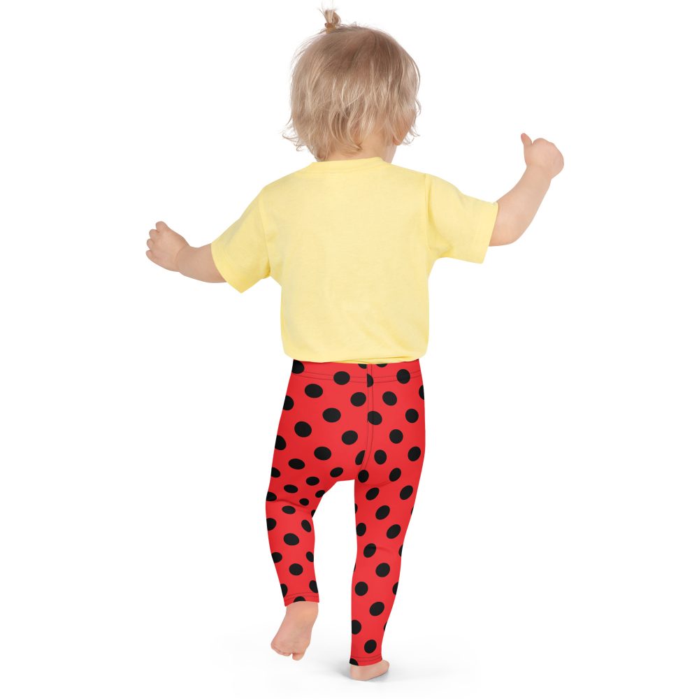 Ladybug Costume Red and Black Polka dot Kid's Leggings - Image 7