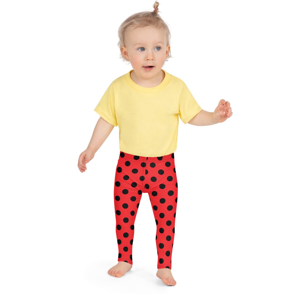 Ladybug Costume Red and Black Polka dot Kid's Leggings - Image 6