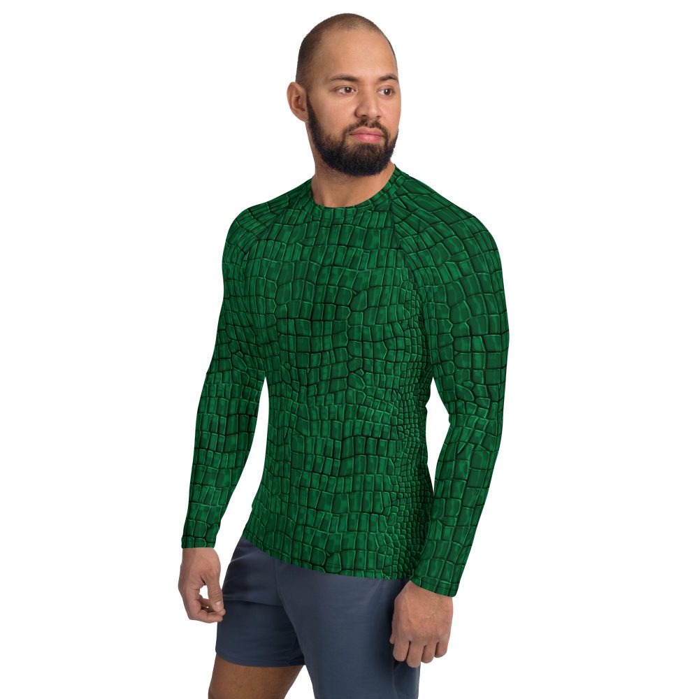 Crocodile Alligator Reptile Dragon Skin Print Men's Rash Guard - Image 3