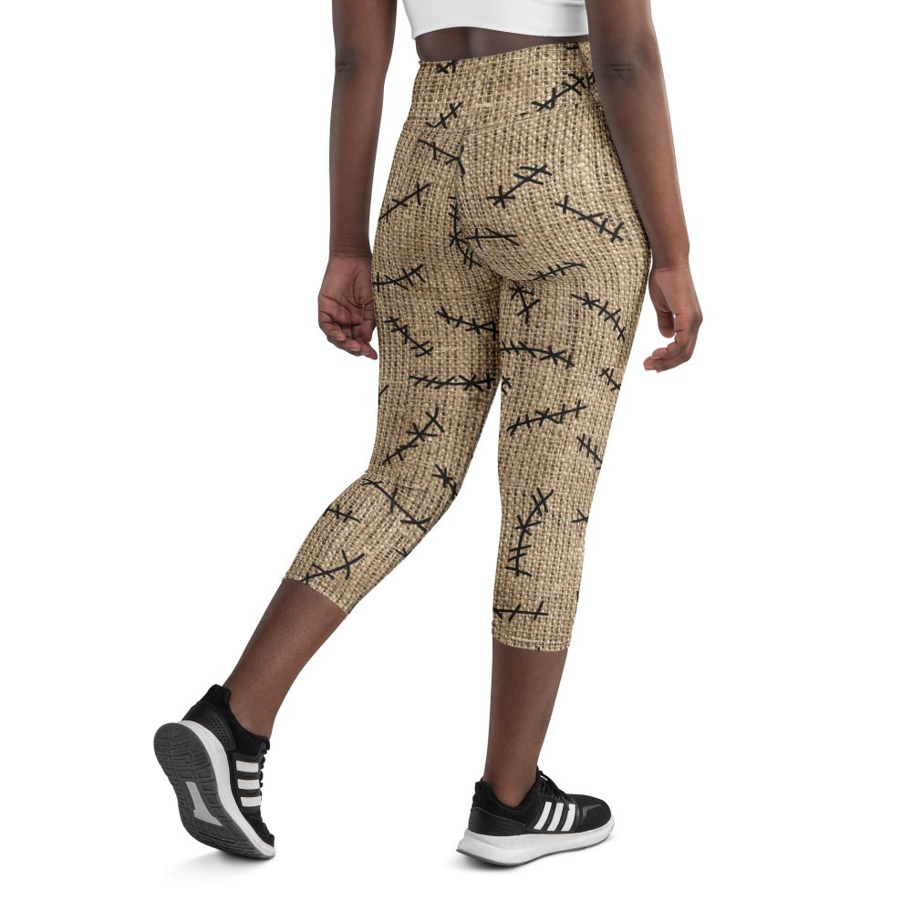 Oogie Boogie Halloween Christmas Costume Burlap Print Yoga Capri Leggings - Image 5