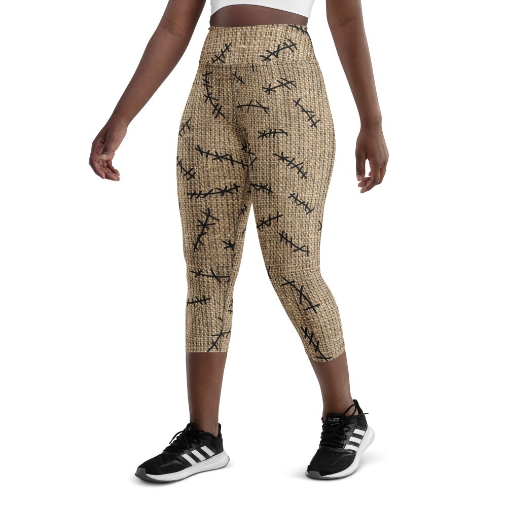 Oogie Boogie Halloween Christmas Costume Burlap Print Yoga Capri Leggings - Image 4