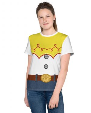 Cowgirl Costume Jessie Cosplay Cow Chaps Print Youth crew neck t-shirt