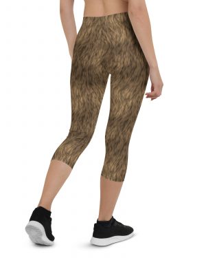 Brown Fur Print Bear Dog Cat Costume Capri Leggings