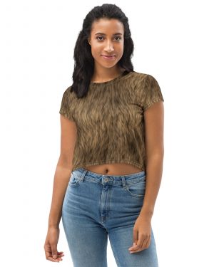 Brown Fur Print Bear Dog Cat Costume Crop Tee