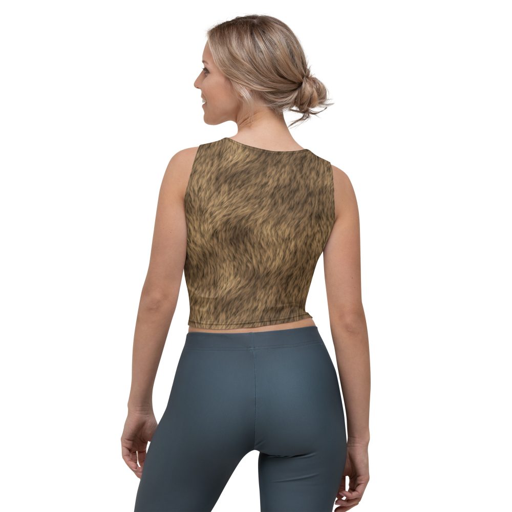 Brown Fur Print Bear Dog Cat Costume Crop Top - Image 4