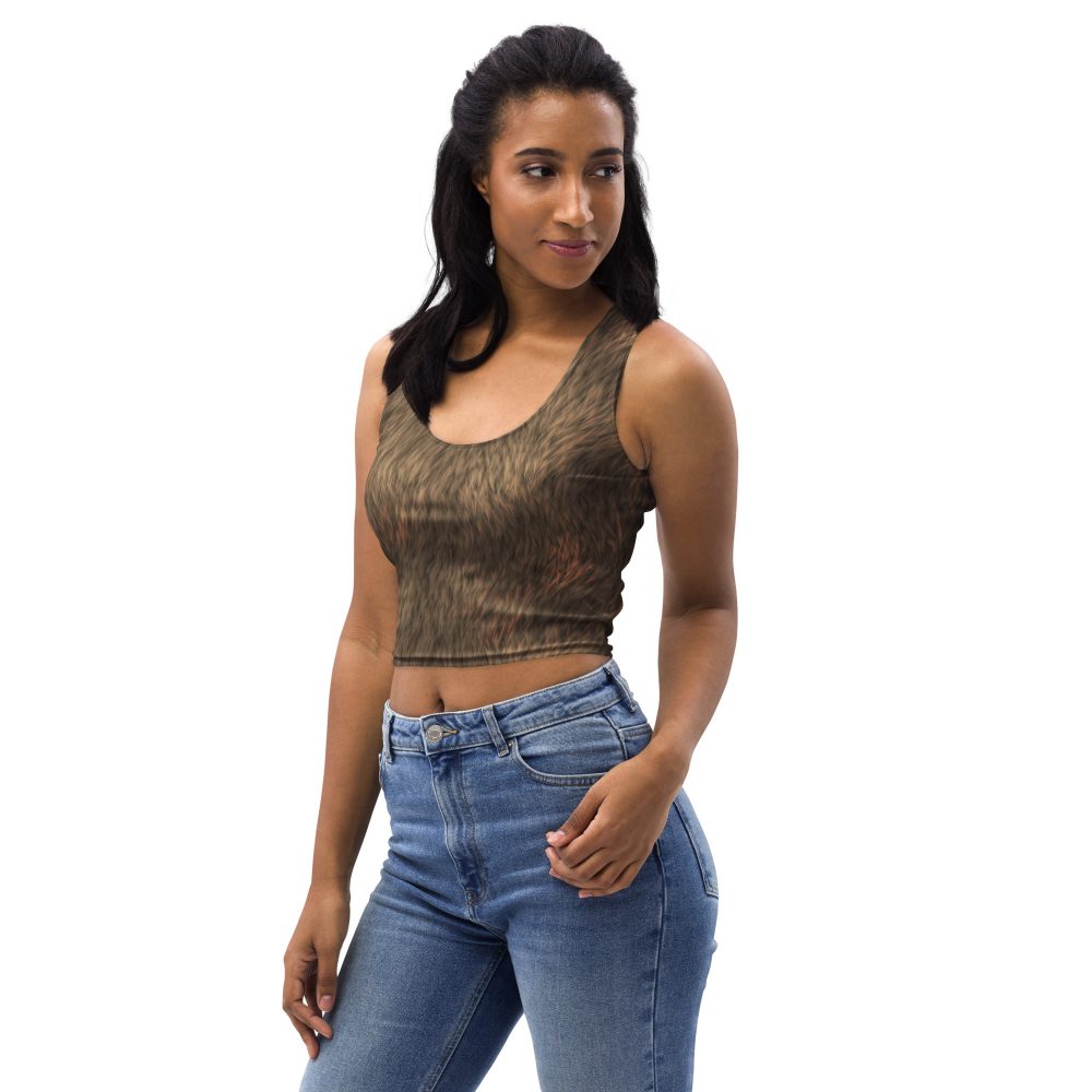 Brown Fur Print Bear Dog Cat Costume Crop Top