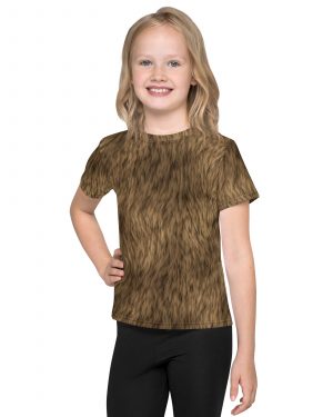 Brown Fur Print Bear Dog Cat Costume Kids crew neck t-shirt