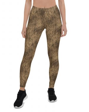 Brown Fur Print Bear Dog Cat Costume Leggings