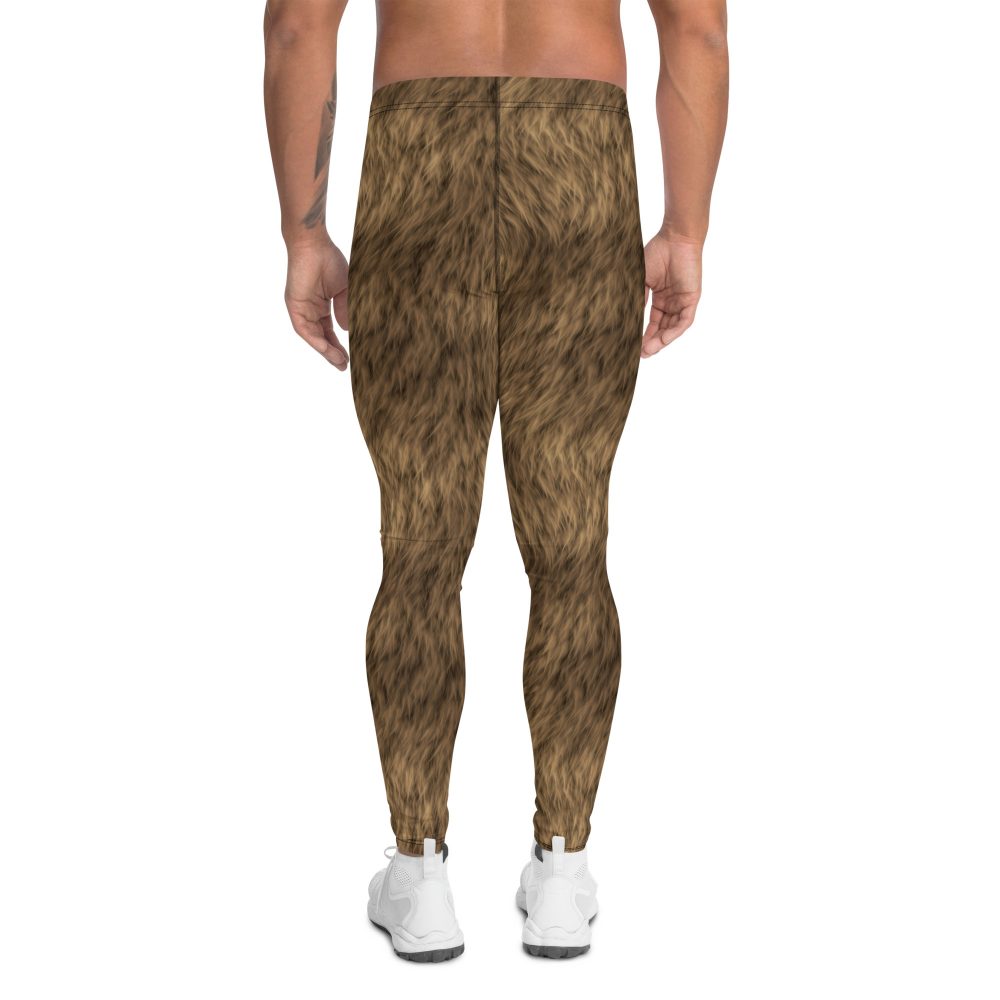 Brown Fur Print Bear Dog Cat Costume Men's Leggings - Image 2