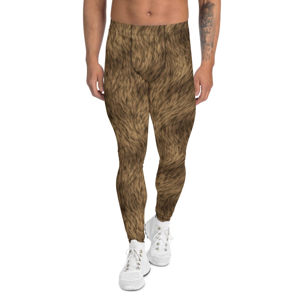 Brown Fur Print Bear Dog Cat Costume Men's Leggings