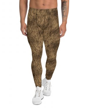 Brown Fur Print Bear Dog Cat Costume Men’s Leggings