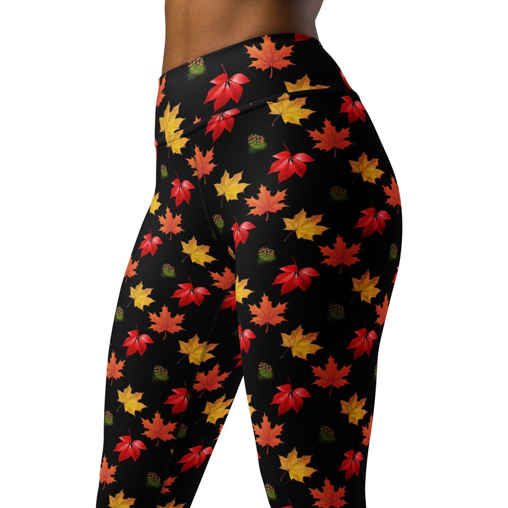 Colorful Autumn Leaves Yoga Leggings - Image 7