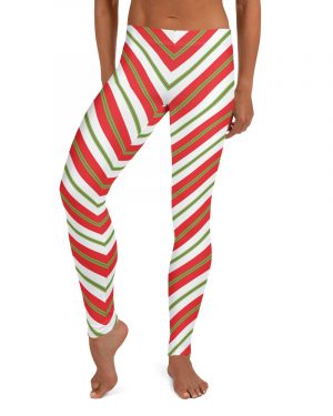 Christmas Festive Striped Red Green Leggings