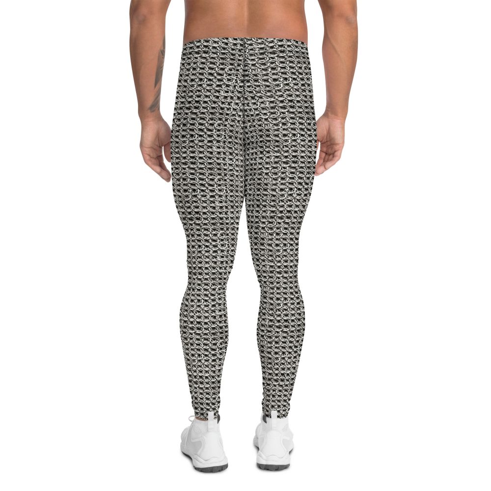 Medieval Chainmail Armor Print Men's Leggings - Image 4