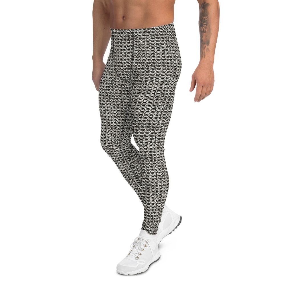 Medieval Chainmail Armor Print Men's Leggings - Image 6