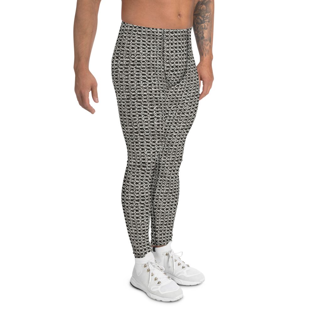 Medieval Chainmail Armor Print Men's Leggings - Image 5