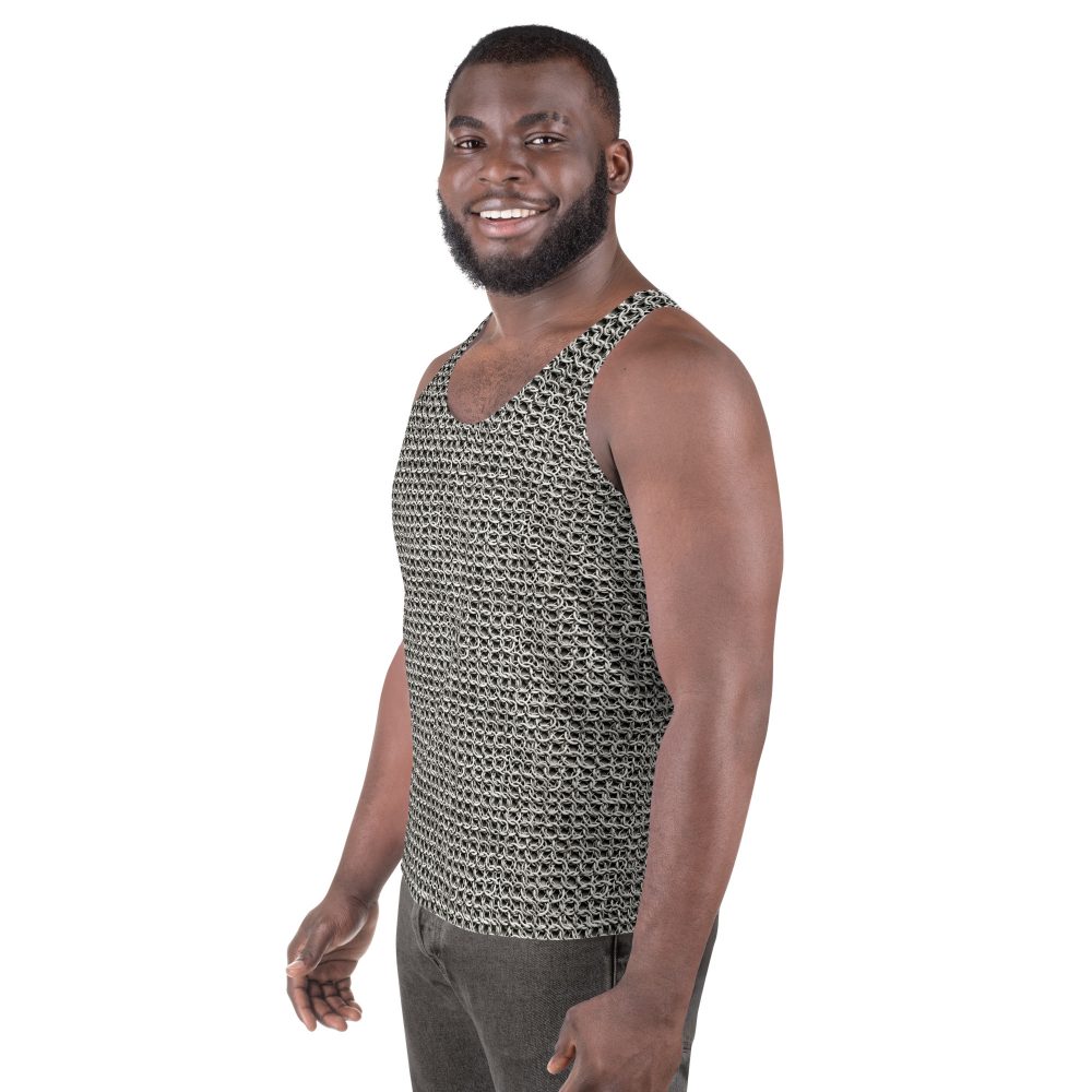 Medieval Chainmail Armor Print Unisex Tank Top - Image 4