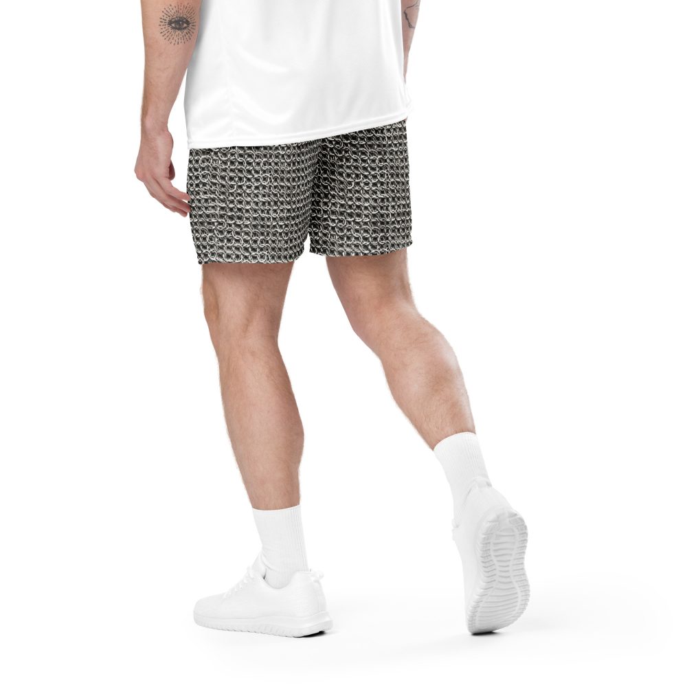 Medieval Chainmail Armor Print Unisex mesh shorts - Image 12