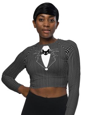 Jack Skellington Nightmare Before Christmas Costume Long-Sleeve Crop Top