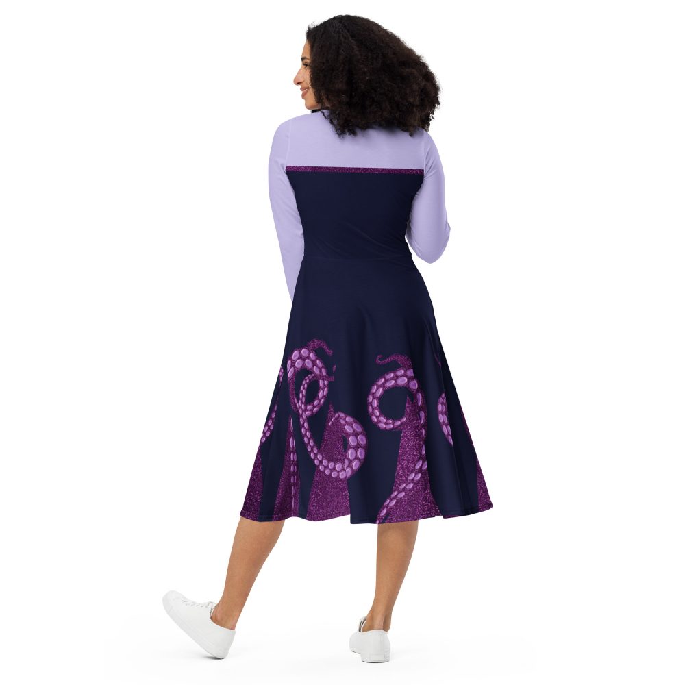 Ursula Costume Sea Witch Octopus Villain Long Sleeve Midi Dress - Image 2