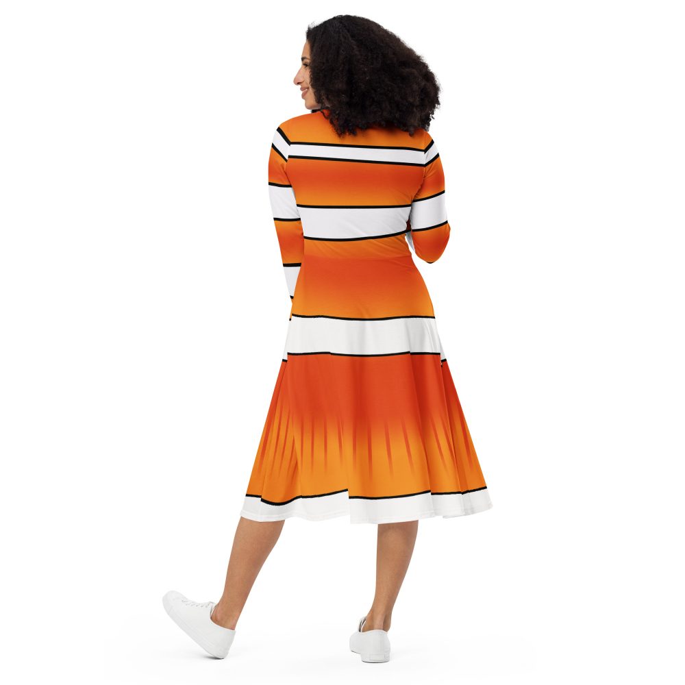 Clownfish Nemo Costume Halloween Cosplay Long Sleeve Midi Dress - Image 5