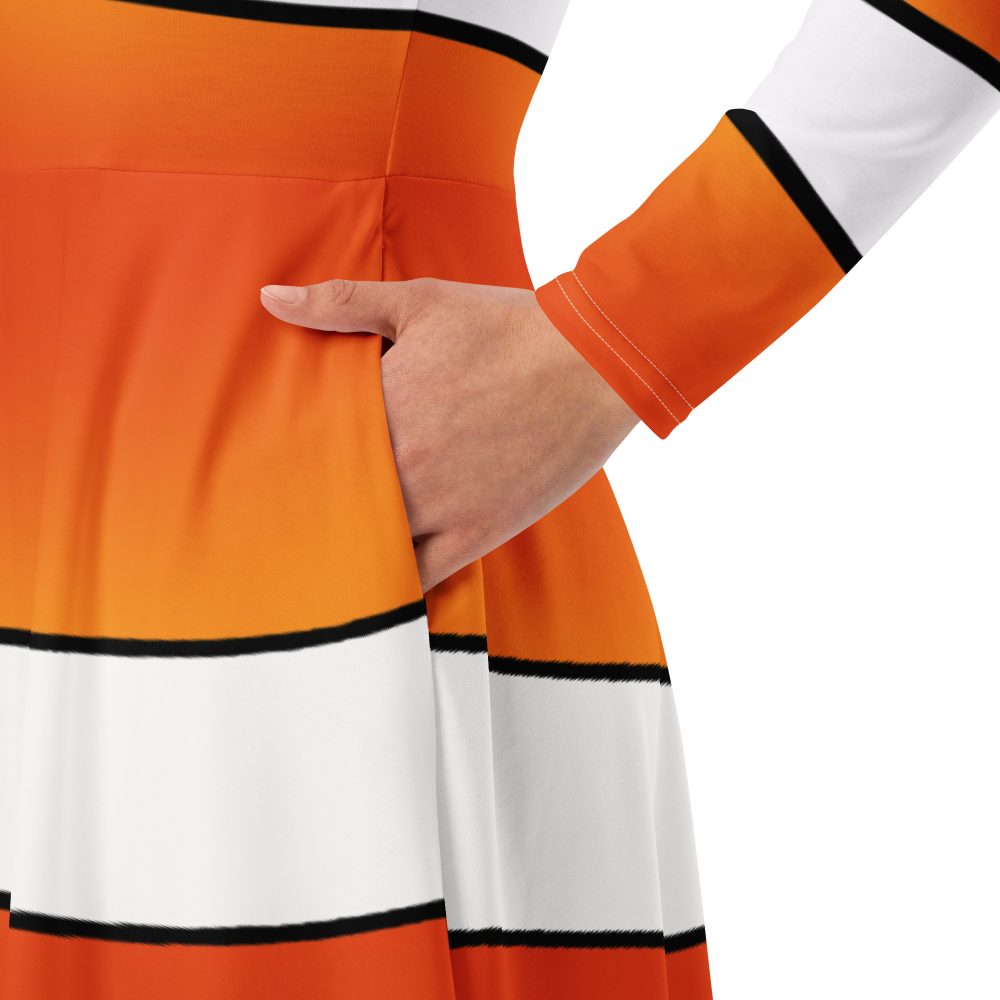 Clownfish Nemo Costume Halloween Cosplay Long Sleeve Midi Dress - Image 4