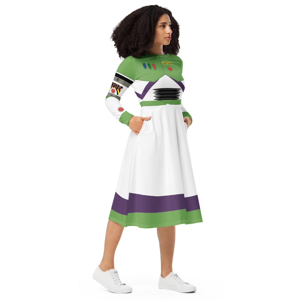 Space Ranger Buzz Lightyear Long Sleeve Midi Dress - Image 7