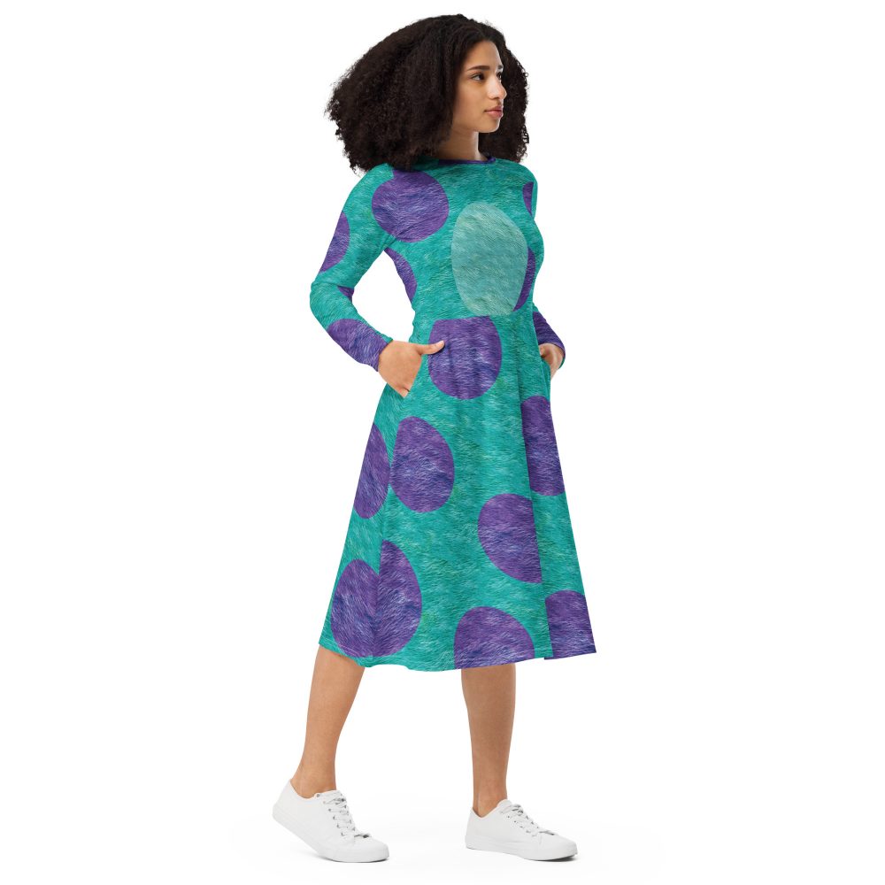 Sully Costume Monster Halloween Cosplay Long Sleeve Midi Dress - Image 7