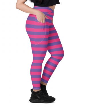 Cheshire Cat Costume Alice in Wonderland Halloween Cosplay Crossover leggings with pockets