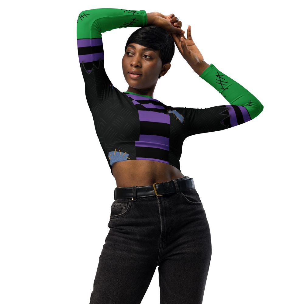 Frankenstein Monster Costume Long-Sleeve Crop Top