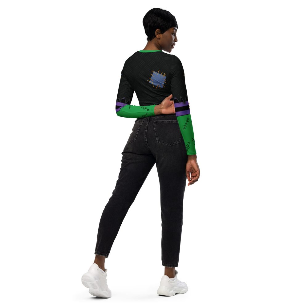 Frankenstein Monster Costume Long-Sleeve Crop Top - Image 9