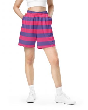 Cheshire Cat Costume Alice in Wonderland Halloween Cosplay Unisex Mesh Pocket Shorts