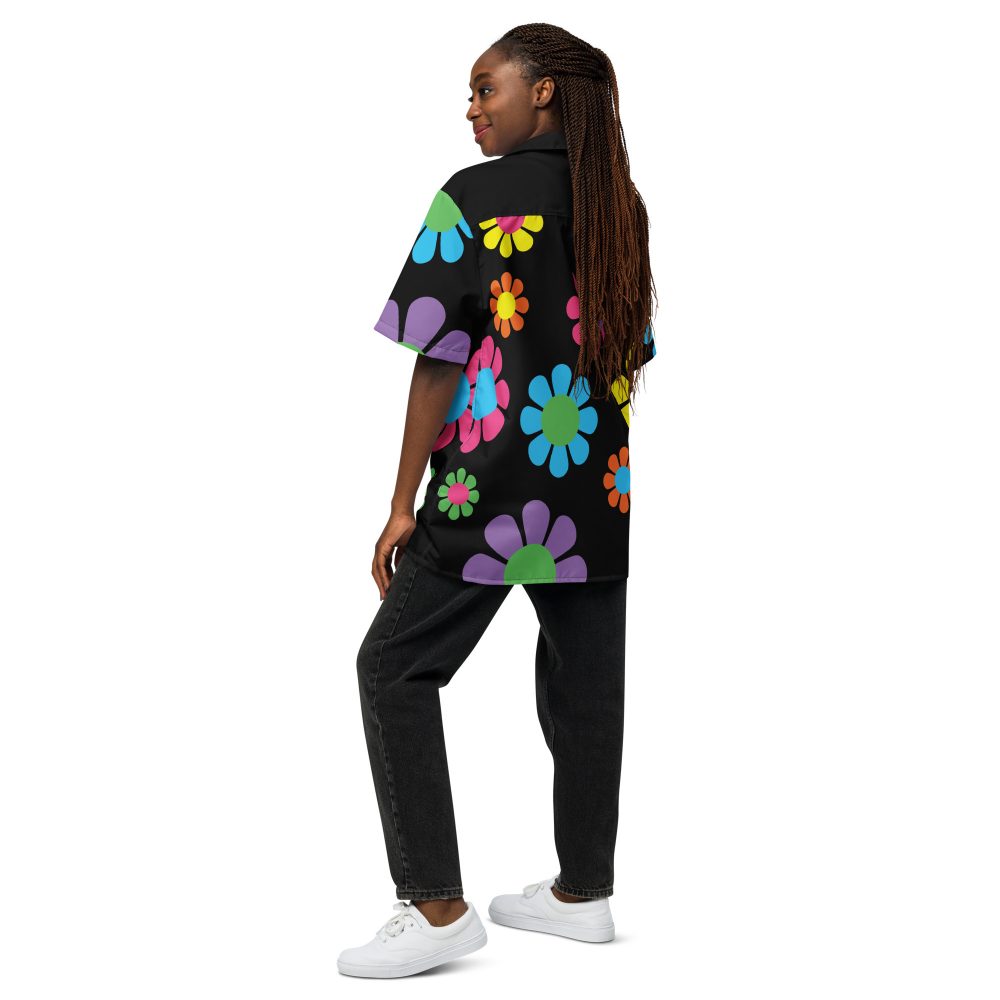 Colorful Hippie Flower Unisex button shirt - Image 5