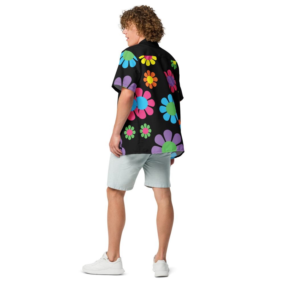 Colorful Hippie Flower Unisex button shirt - Image 7