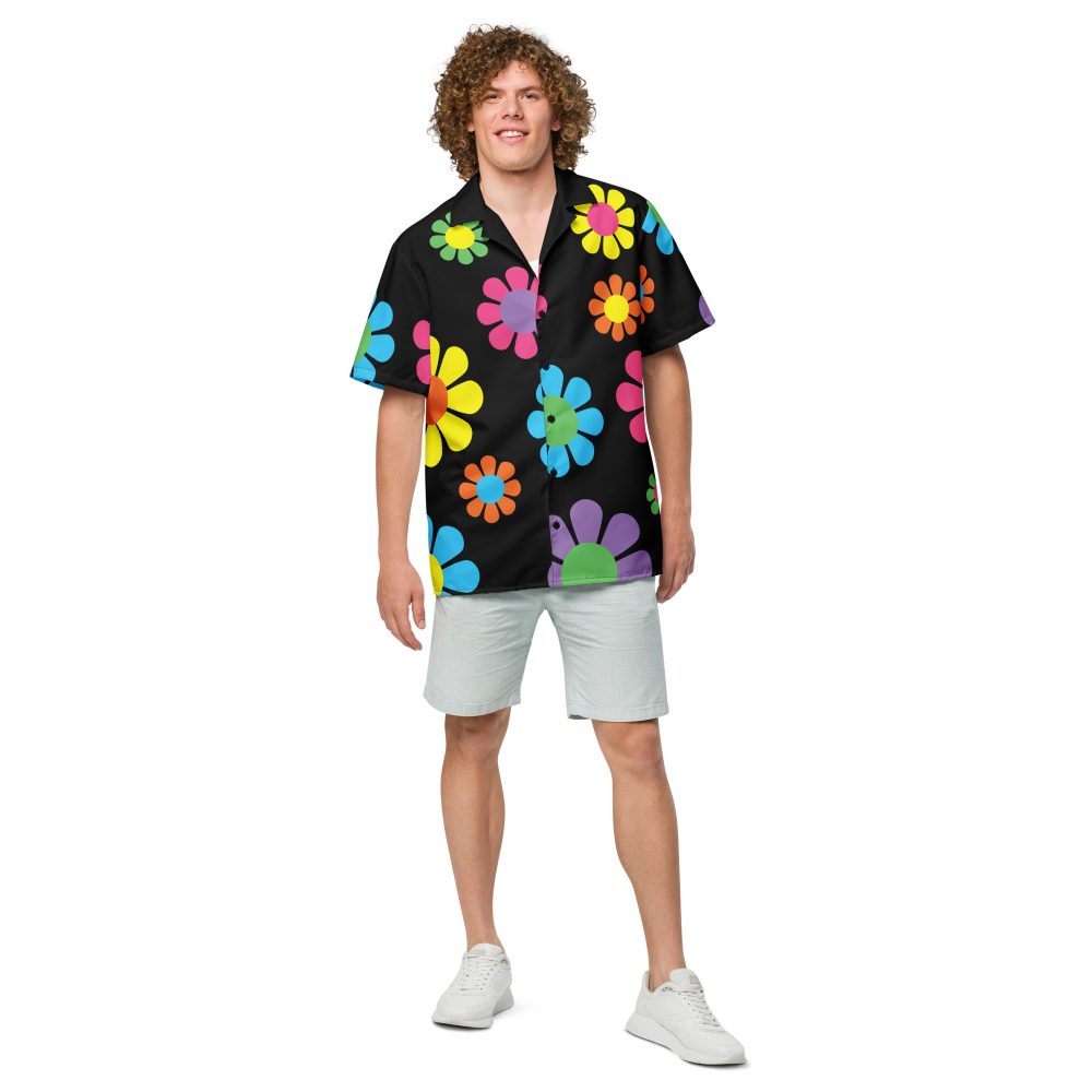 Colorful Hippie Flower Unisex button shirt