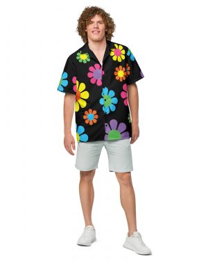 Colorful Hippie Flower Unisex button shirt