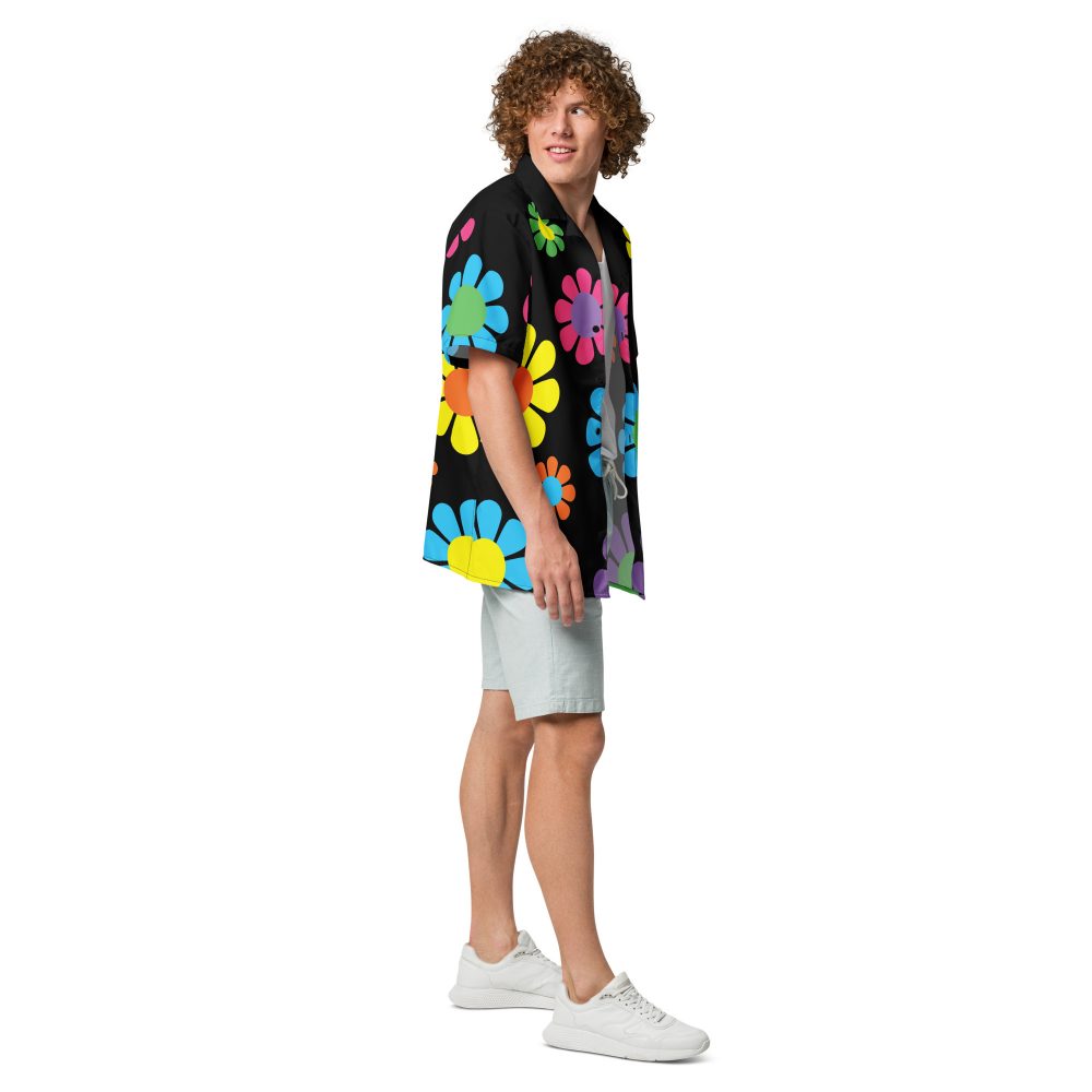 Colorful Hippie Flower Unisex button shirt - Image 8