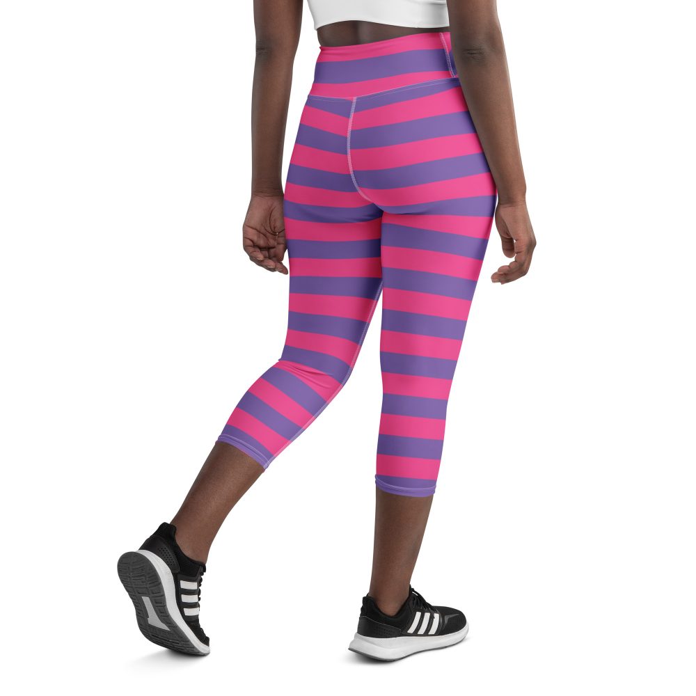 Cheshire Cat Costume Alice in Wonderland Halloween Cosplay Yoga Capri Leggings - Image 6