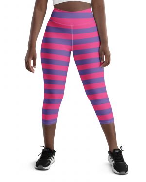 Cheshire Cat Costume Alice in Wonderland Halloween Cosplay Yoga Capri Leggings