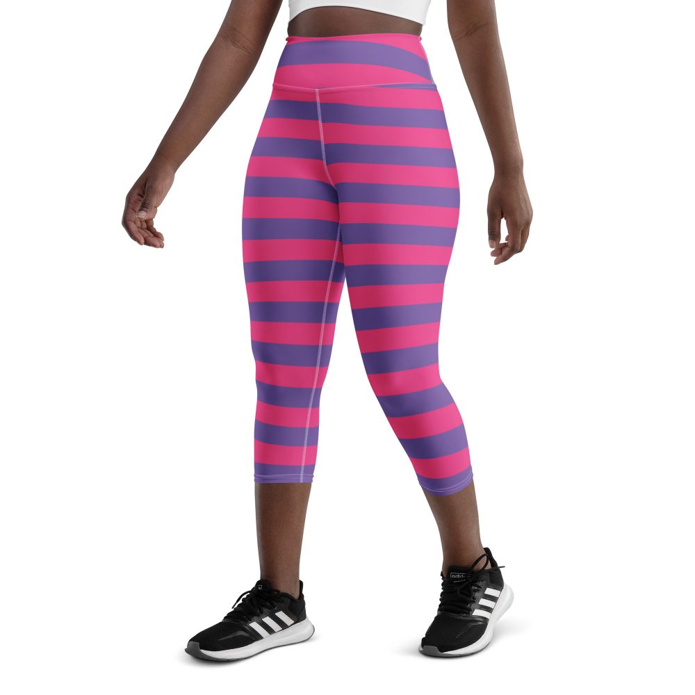 Cheshire Cat Costume Alice in Wonderland Halloween Cosplay Yoga Capri Leggings - Image 7