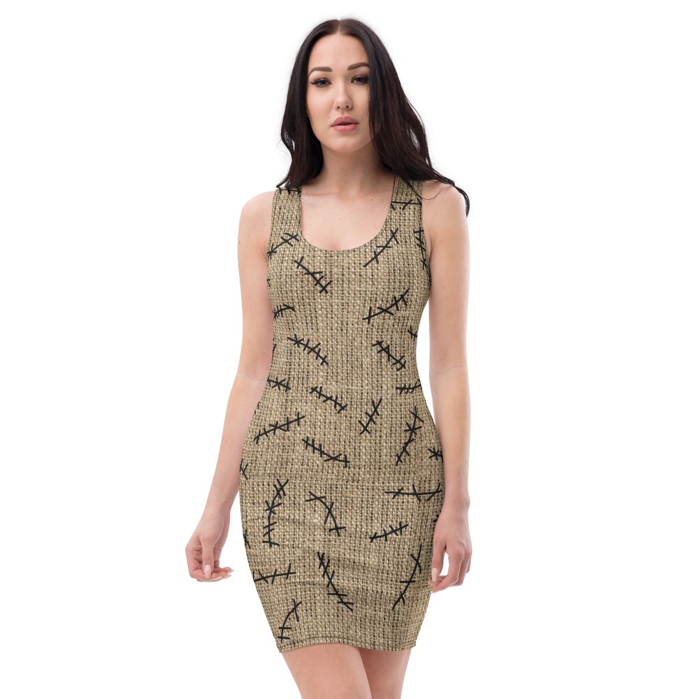 Oogie Boogie Halloween Christmas Costume Burlap Print Fitted Bodycon dress